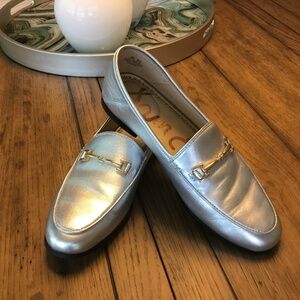 100% Leather Silver Loafer